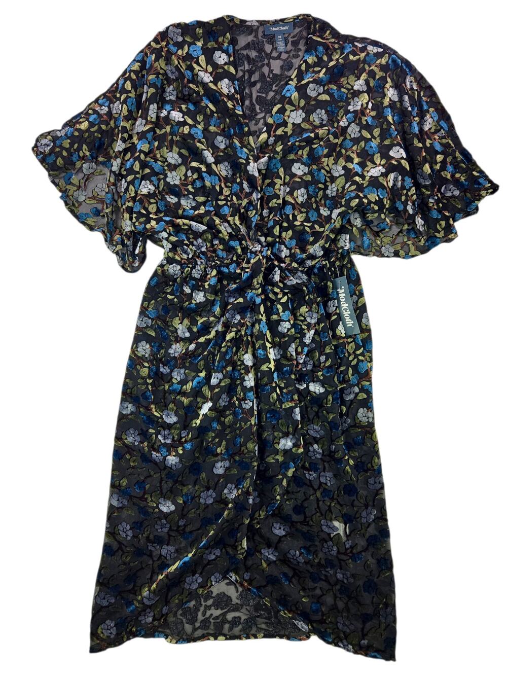 ModCloth | Dramatic Depths Sheer Velvet Dress | Size Medium